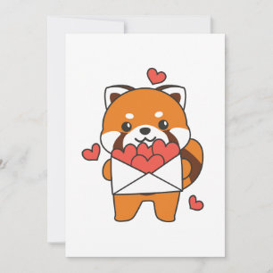 Red Panda For Valentine's Day Cute Animals Heart Holiday Card