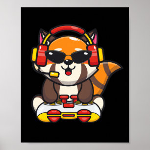 Red Panda Gamer Funny Red Pandas Animal Lover Grap Poster