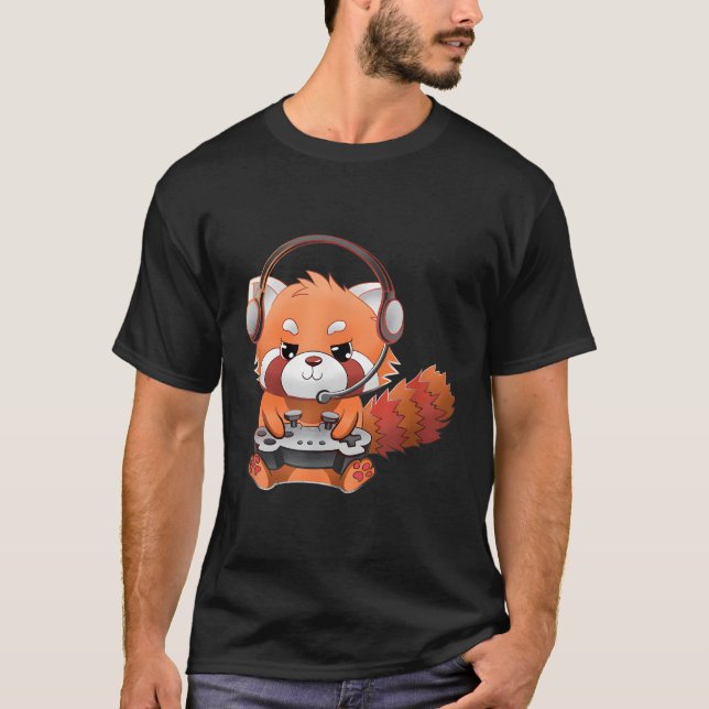 Red Panda Gamer Gaming Red Panda T-Shirt (Front)