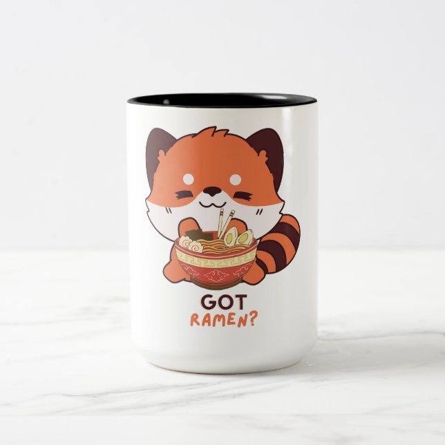 Red Panda: Got Ramen? Two-Tone Coffee Mug (Center)