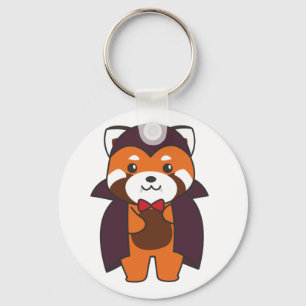 Red Panda Halloween Cute Devil Vampire Costume Key Ring