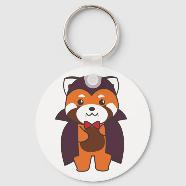 Red Panda Halloween Cute Devil Vampire Costume Key Ring (Front)