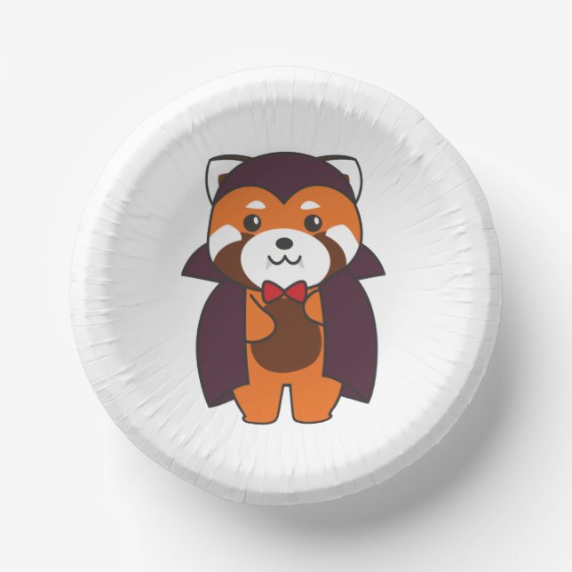 Red Panda Halloween Cute Devil Vampire Costume Paper Plate (Front)