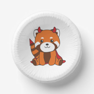 Red Panda Halloween Cute Devil Witch Costume Paper Plate