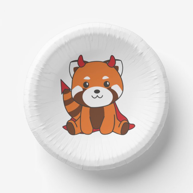 Red Panda Halloween Cute Devil Witch Costume Paper Plate (Front)