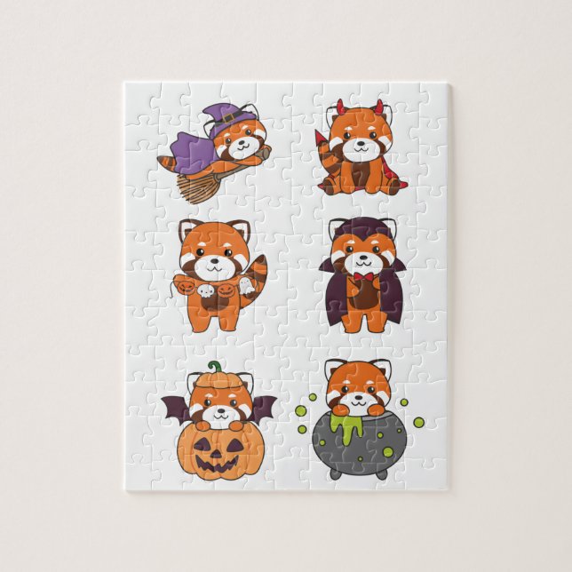 Red Panda Halloween Devil Pumpkin Vampire Costume  Jigsaw Puzzle (Vertical)