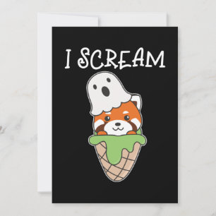 Red Panda Halloween Ghost I Scream Ice Cream Pun Holiday Card