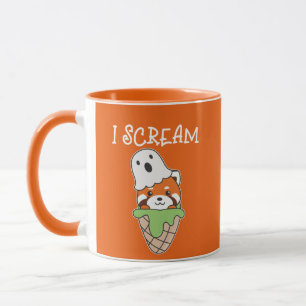 Red Panda Halloween Ghost I Scream Ice Cream Pun Mug