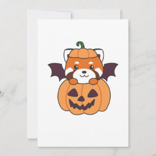 Red Panda Halloween Pumpkin Bat Costume Holiday Card