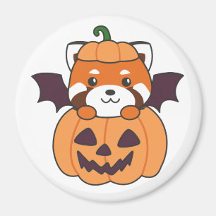 Red Panda Halloween Pumpkin Bat Costume Magnet