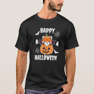Red Panda Happy Halloween Pumpkin Bat Red Panda T-Shirt