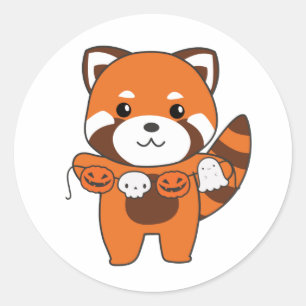 Red Panda Happy Halloween Pumpkin Costume Classic Round Sticker