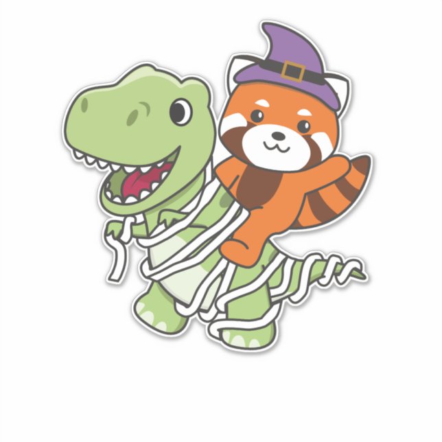 Red Panda Happy Halloween T-rex Mummy Costume (Front)