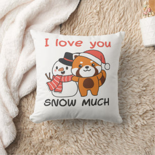 Red Panda I Love You Snow Much Snow Pun Cushion