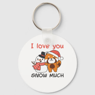 Red Panda I Love You Snow Much Snow Pun Key Ring