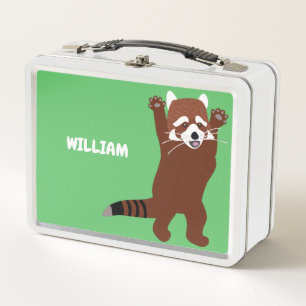 Red Panda Illustration Custom Personalised  Metal Lunch Box