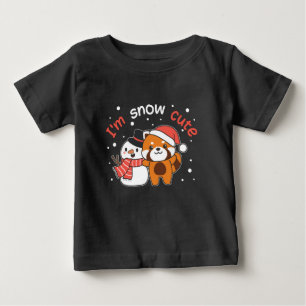 Red Panda I'm Snow Cute Snowman Snow Pun Baby T-Shirt