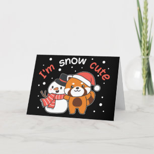 Red Panda I'm Snow Cute Snowman Snow Pun Holiday C Card