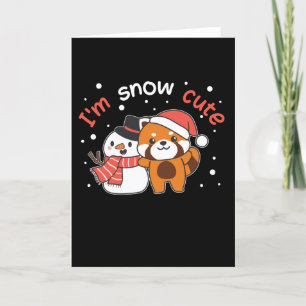 Red Panda I'm Snow Cute Snowman Snow Pun Holiday Card