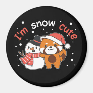Red Panda I'm Snow Cute Snowman Snow Pun Magnet