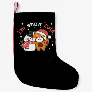 Red Panda I'm Snow Cute Snowman Snow Pun Small Christmas Stocking