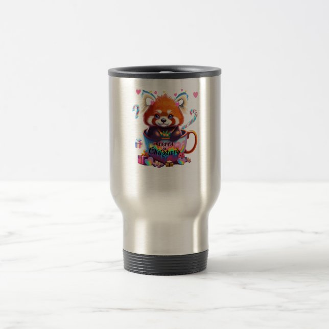 Red Panda in a Coffee Mug Merry Christmas (Center)