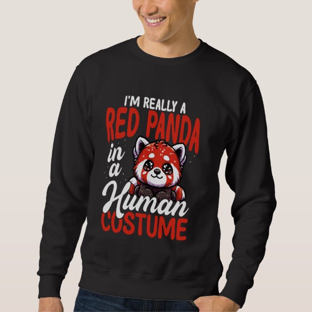 Red Panda in Human Costume Funny Sweatshirt (Front)
