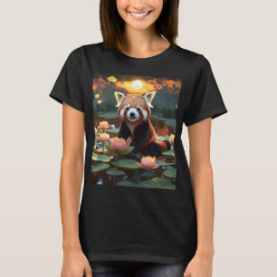 Red panda in lotus pond T-Shirt