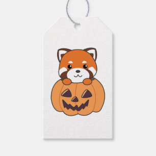 Red Panda In Pumpkin Cute Pandas Happy Halloween G Gift Tags