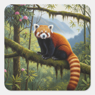 Red Panda in Singalila National Park Travel Square Sticker
