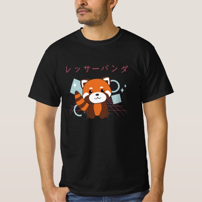 Red Panda Japan Retro 90s Kawaii Anime Animals T-Shirt (Front)