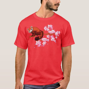 Red Panda Japanese Cherry Blossom Tree T-Shirt