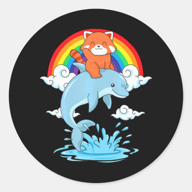 Red Panda Kawaii Red Panda Dolphin Red Panda Classic Round Sticker (Front)