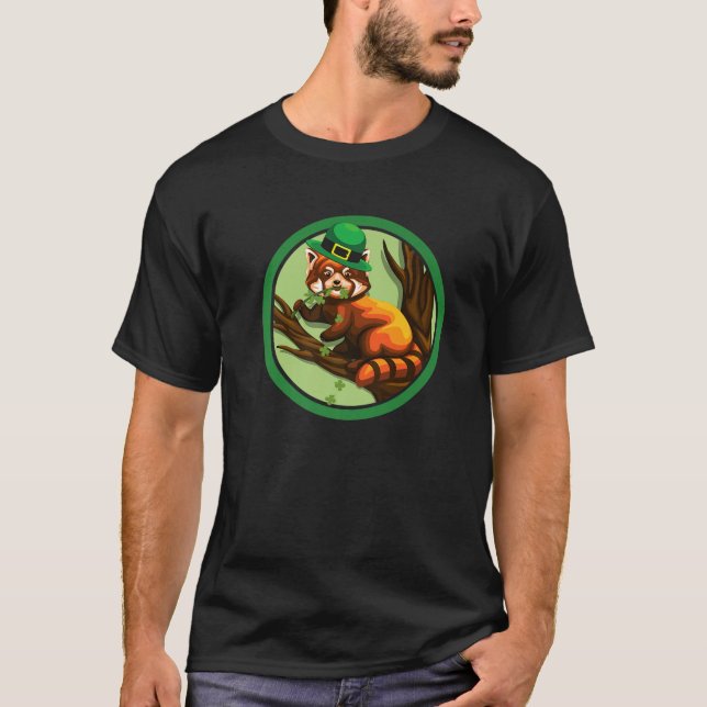 Red Panda Leprechaun St Patricks Day Boys Girls Sh T-Shirt (Front)
