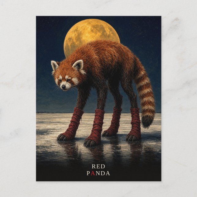 Red Panda Long Socks gothic Surreal Postcard (Front)