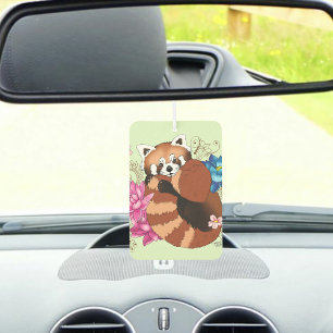 Red Panda Lotus Flowers Henna Car Air Freshener
