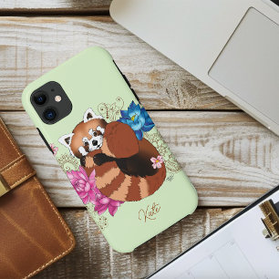 Red Panda Lotus Flowers Henna iPhone 11 Case