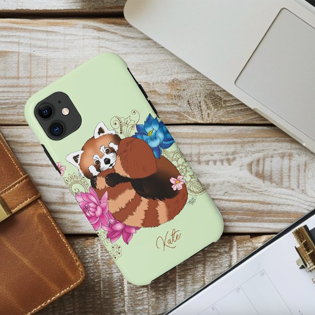Red Panda Lotus Flowers Henna Case-Mate iPhone Case (Creator Uploaded)