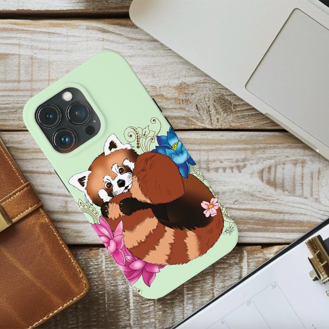 Red Panda Lotus Flowers Henna Case-Mate iPhone Case (Creator Uploaded)