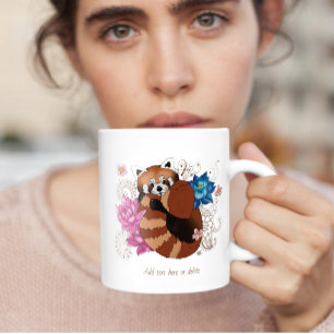 Red Panda Lotus Flowers Henna Coffee Mug