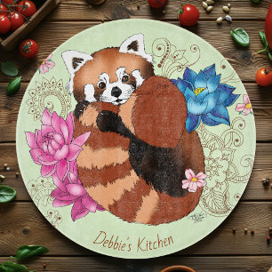 Red Panda Lotus Flowers Henna Cutting Board