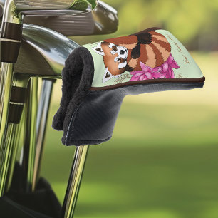 Red Panda Lotus Flowers Henna Golf Head Cover