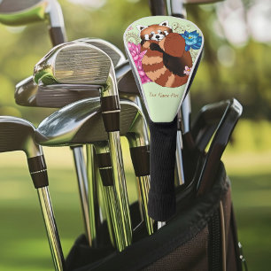 Red Panda Lotus Flowers Henna Golf Head Cover