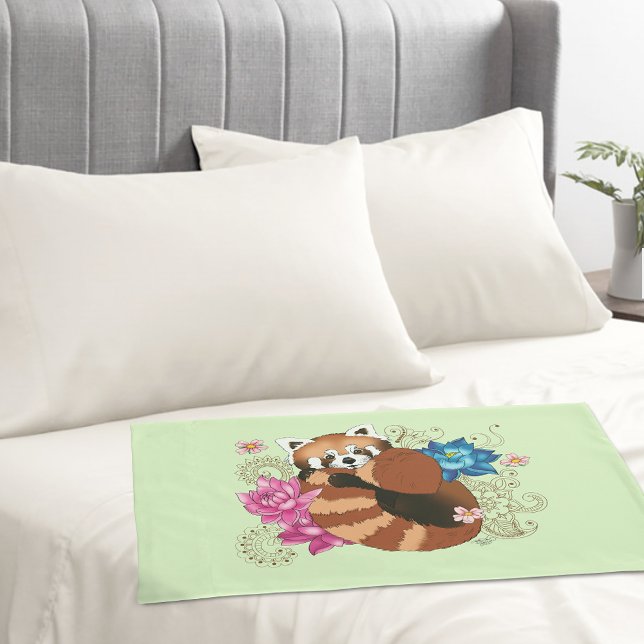 Red Panda Lotus Flowers Henna Pillowcase (Creator Uploaded)