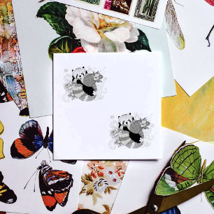 Red Panda Lotus Flowers Henna Rubber Stamp