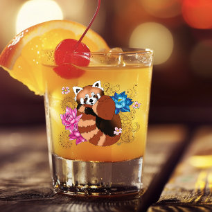 Red Panda Lotus Flowers Henna Shot Glass