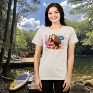 Red Panda Lotus Flowers Henna Tri-Blend Shirt