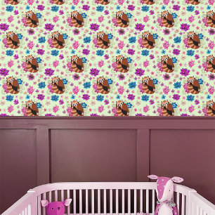 Red Panda Lotus Flowers Henna Wallpaper