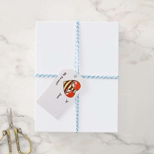 Red Panda Love heart Gift Tags (With Twine)