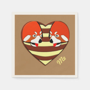 Red Panda Love heart Napkin